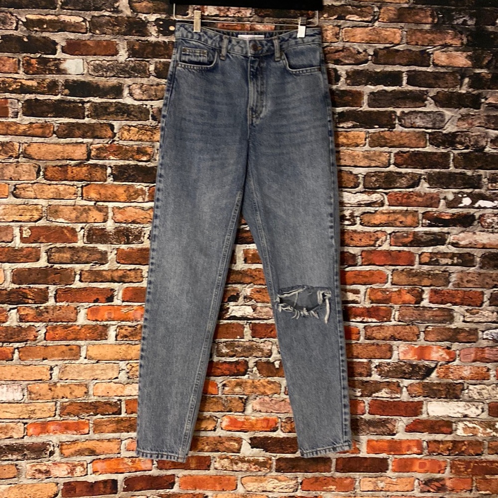 TOPSHOP Jeans Womens 26 Medium Denim Wash High Rise Mom Jeans